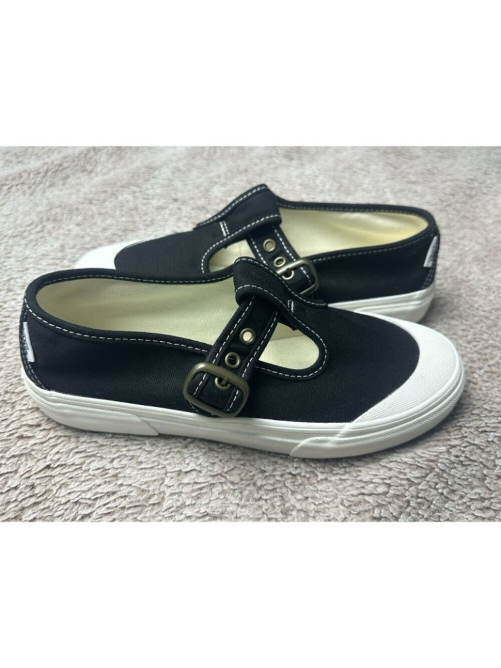 Vans Style 93 Mary Jane Women Size 7.5 Black White Canvas Buckle Shoes NEW - Picture 2 of 15